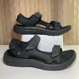 Teva Langdon Hiking Sandal Men's 12 True Black Leather Velcro 1015149 F27021K